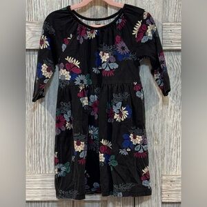 Tea Collection Black and White Floral Knit Fabric Dress Girls sz 6